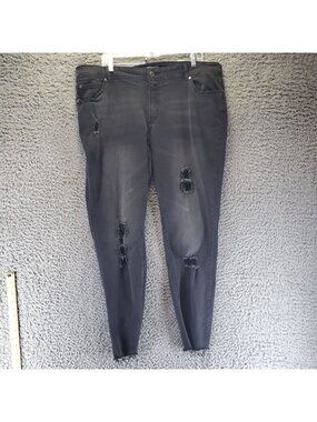 Cato Jeans Womens Plus Size 18W Black Curvy Distressed Stretch Skinny *Read*